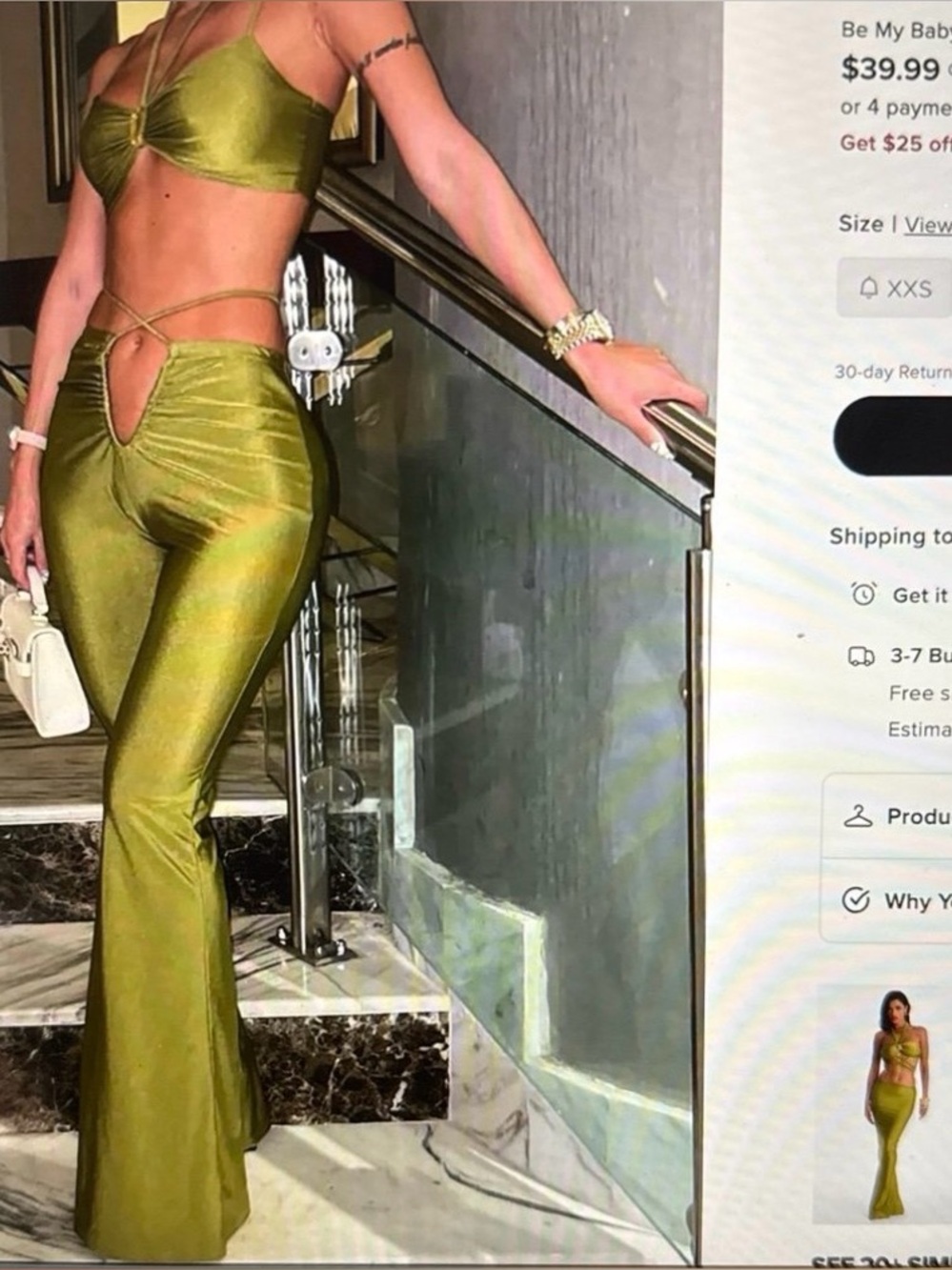 Fashion Nova Olive Satin Flare Pants